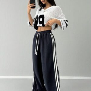 SHEIN EZwear Pantalon de survêtement large en coton tissé style athleisure hip hop pour le sport pour femme