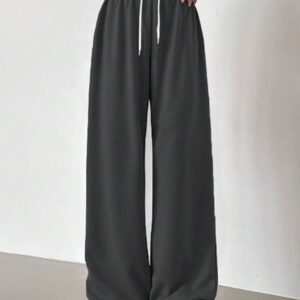 DAZY Pantalon de survêtement ample à taille coulissante et jambes larges pour femmes