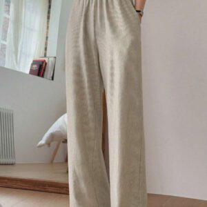 DAZY Pantalon de survêtement droit à poche et texture unie pour femmes