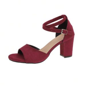 Nouvelles sandales pour femmes Printemps/Été 2025, bride à boucle, bout ouvert sexy à talon épais noir, talon mi-haut, escarpin versatile à la mode et à talons hauts