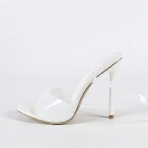 Sandales à talons hauts pour femmes, élégantes, argentées, transparentes, avec bride à la cheville et cristal, idéales pour les soirées d'été, les défilés, les banquets et l'extérieur, 11,5 cm
