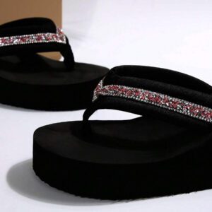 Sandales d'été pour femmes avec semelle épaisse antidérapante, tongs à talons compensés idéales pour les mariages sur la plage en extérieur