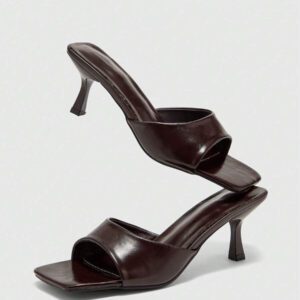 CUCCOO BIZCHIC Mules à talons hauts minimalistes à bout carré enrobé blanc pour femmes, convient pour le bureau, les rendez-vous, les fêtes, les vacances et les mariages