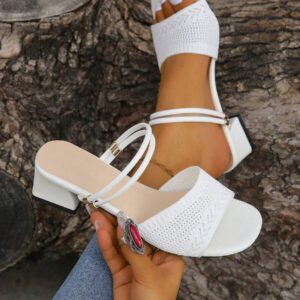 Sandales à talons hauts en tricot confortables, casual pour le port quotidien en été