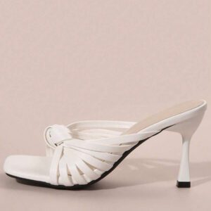Nouvelles sandales à talons hauts à brides tressées de style vintage français, à bout ouvert et hollowes
