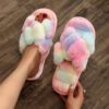 Nouvelles mules femme à brides croisées et moelleuses, pantoufles d'intérieur minimalistes à la mode et silencieuses, en peluche, pour Halloween