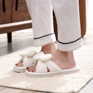 Chaussons à nœud papillon à bout ouvert, semelle souple pour la maison, pour le printemps et l'automne. Chaussons silencieux pour sol en bois
