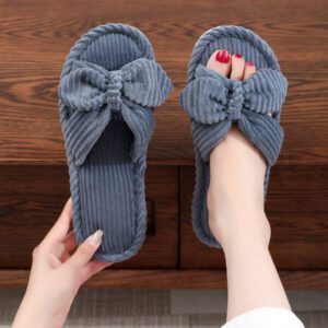 Chaussons à nœud papillon à bout ouvert, semelle souple pour la maison, pour le printemps et l'automne. Chaussons silencieux pour sol en bois