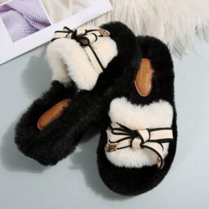 Pantoufles à fourrure pour femmes pour un usage intérieur/extérieur, semelle épaisse, antidérapante, nouvelle mode automne/hiver 2024