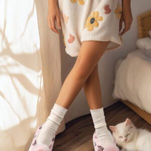 Pantoufles en peluche mignonnes pour femmes, chaussures d'intérieur pour la maison