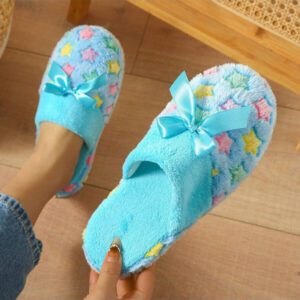 Nouvelles mules d'intérieur mignons avec décoration en forme de nœud à la mode, mules confortables et épaisses pour couple