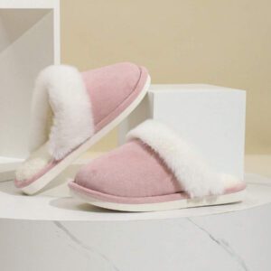 Nouvelles pantoufles de maison simples pour femmes en couleur unie à la mode, pantoufles plates unisexes anti-dérapantes en imitation fourrure de lapin pour hommes et femmes