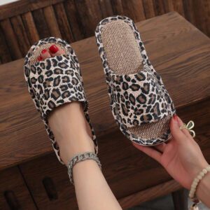 Mules à bout ouvert imprimé léopard, légères, mules d'intérieur décontractées pour femmes et couples, convient pour le printemps/été