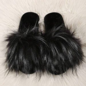 Mules plates moelleuses pour femmes grandes tailles, printemps/été. Sandales de maison confortables doublées de fourrure, sandales d'extérieur casual polyvalentes avec lanière