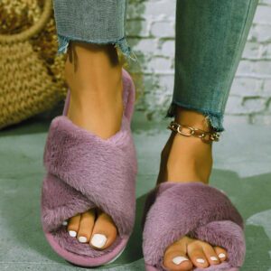 Mules à brides croisées et moelleuses pour femmes, pantoufles d'intérieur antidérapantes et douces avec un design élégant et rehaussé, Halloween