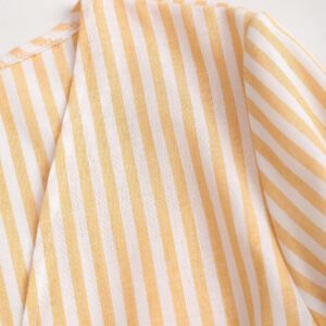 Sweetra Chemise longue à manches longues avec lacets et rayures pour femmes, style minimaliste adapté à l'été