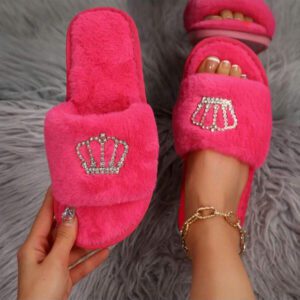 Pantoufles en peluche épaisse, sandales de mode d'intérieur antidérapantes, pantoufles de luxe pour la maison