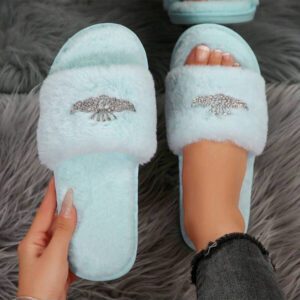 Pantoufles en peluche épaisse, sandales de mode d'intérieur antidérapantes, pantoufles de luxe pour la maison
