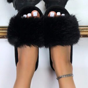 Chaussons De Maison Femme À La Mode En Peluche Hiver Intérieur Chaud