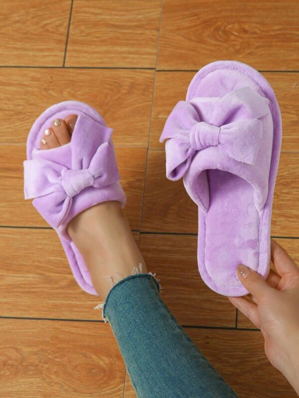 Pantoufles Été Nouveau-Arrivé Pour Femme À Bout Ouvert Avec Grand À Nœud Papillon Pour Intérieur – Image 7
