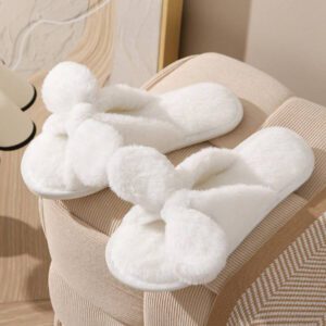 Pantoufles Été Nouveau-Arrivé Pour Femme À Bout Ouvert Avec Grand À Nœud Papillon Pour Intérieur