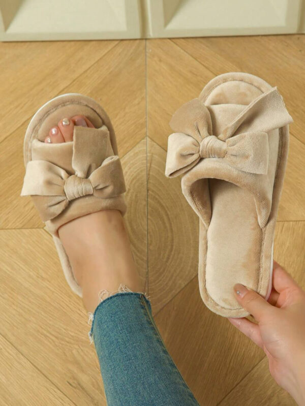 Pantoufles Été Nouveau-Arrivé Pour Femme À Bout Ouvert Avec Grand À Nœud Papillon Pour Intérieur – Image 17