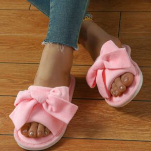 Pantoufles Été Nouveau-Arrivé Pour Femme À Bout Ouvert Avec Grand À Nœud Papillon Pour Intérieur