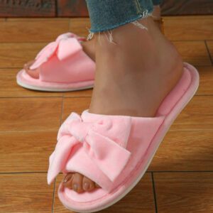 Pantoufles Été Nouveau-Arrivé Pour Femme À Bout Ouvert Avec Grand À Nœud Papillon Pour Intérieur