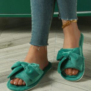 Pantoufles Été Nouveau-Arrivé Pour Femme À Bout Ouvert Avec Grand À Nœud Papillon Pour Intérieur