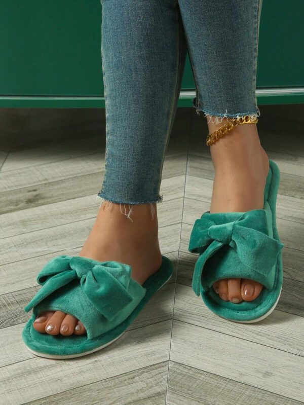 Pantoufles Été Nouveau-Arrivé Pour Femme À Bout Ouvert Avec Grand À Nœud Papillon Pour Intérieur – Image 30