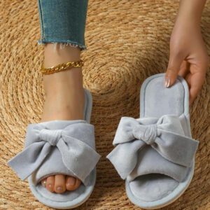 Pantoufles Été Nouveau-Arrivé Pour Femme À Bout Ouvert Avec Grand À Nœud Papillon Pour Intérieur