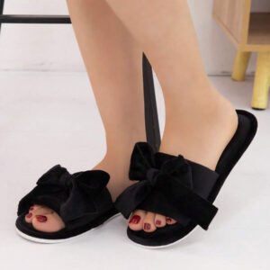 Pantoufles Été Nouveau-Arrivé Pour Femme À Bout Ouvert Avec Grand À Nœud Papillon Pour Intérieur