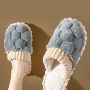Pantoufles à motif diamant de couleur unie pour femmes, nouvelles pantoufles moelleuses à semelle souple pour l'automne/l'hiver pour hommes et femmes, pantoufles de style simple et doux pour couples, pantoufles de chambre à bout fermé