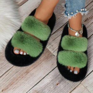 Mules plates, couleur bicolore, grande taille, nouvelles pantoufles décontractées pour dames pour l'automne et l'hiver