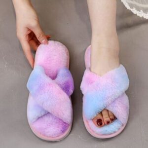 Mules multicolores à la mode avec dégradé pour femmes, avec bride croisée moelleuse