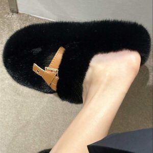 Nouvelles sandales à plateforme moelleuses pour femmes pour l'hiver 2025, Tongs à semelle épaisse et pointe fermée pour les filles de petite taille, Chaussures à enfiler surélevées pour le printemps, l'automne et le bureau à domicile, Taille 5-7
