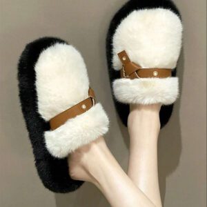 Nouvelles sandales à plateforme moelleuses pour femmes pour l'hiver 2025, Tongs à semelle épaisse et pointe fermée pour les filles de petite taille, Chaussures à enfiler surélevées pour le printemps, l'automne et le bureau à domicile, Taille 5-7