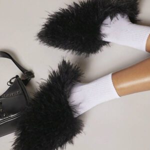 SHUZIA Sandales en fourrure avec enfiler pour Noël, vacances, automne, hiver, Nouvel An, Saint-Valentin. Chaussures d'été, cadeaux de la Saint-Valentin