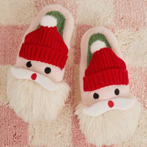 SHUZIA Pantoufles de Noël mignonne en fourrure de sherpa à motif festif pour femmes