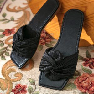 Sandales plates pour femmes, tongs vertes, sandales mode confortables, sandales plates avec nœud papillon pour femme, grande taille, sandales d'été décontractées et élégantes simples
