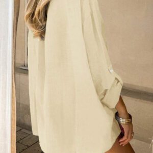 INAWLY Chemise décontractée à manches longues à épaules tombantes et à simple boutonnage à rayures pour femme