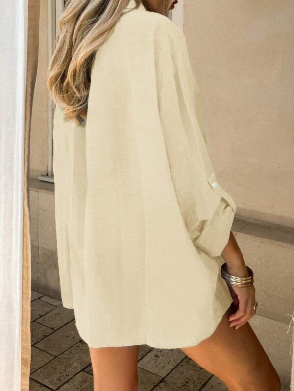 INAWLY Chemise décontractée à manches longues à épaules tombantes et à simple boutonnage à rayures pour femme – Image 29