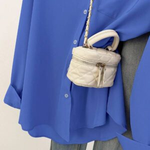 Glimmora Chemise décontractée à manches longues, à boutons et à poche, de couleur unie pour femmes
