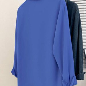 Glimmora Chemise décontractée à manches longues, à boutons et à poche, de couleur unie pour femmes