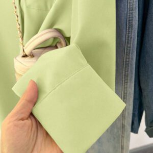 Glimmora Chemise décontractée à manches longues, à boutons et à poche, de couleur unie pour femmes