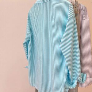 Hanevo Chemise rayée à manches longues et à épaules tombantes pour femme, hauts à manches longues