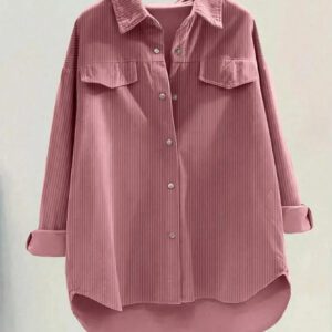 Chemise décontractée à manches longues, couleur unie, avec boutons devant, pour femmes