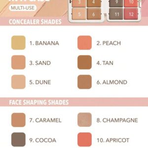 SHEGLAM Palette Multifonctionnelle Pour Le Visage All About That Face-Mocha Sculpt Palette Multifonctionnelle Pour Le Visage All About That Face-Mocha Sculpt Finition éClatante 12 Couleurs Palette Multi-Usage 3 En 1 Base Anti-Cernes Estompable Fard à Joues Contour Surligneur Correcteur Couvre Les Taches D'Acné Haute Couvrance Ne Se DéColore Pas Maquillage Portable Pour Le Visage Impeccable Remise De DiplôMe Anniversaire Vacances Haut ÉTé Automne Y2K ÉLéGant Mode Femmes Marque Maquillage CosméTique Beauté Visage FêTe Plage Voyage Camping Plein Air ÉCole Campus Excursion Festivals DéCoration Cadeau PréSent Rose Fille Cosplay Jeux Meilleur Couleur Charme Ambiance