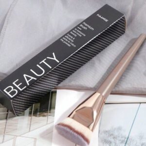 MAANGE 3 pièces Brosse plate ronde à tête plate pour fond de teint avec boîte, outil de maquillage respectueux de la peau