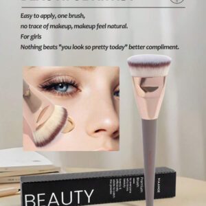 MAANGE 3 pièces Brosse plate ronde à tête plate pour fond de teint avec boîte, outil de maquillage respectueux de la peau
